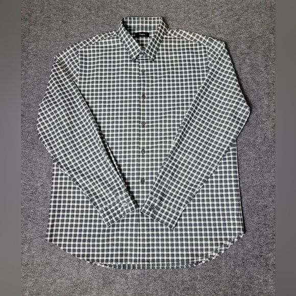 Theory Rammy Ombre Men's Size XL  Gingham Back White Button Down Shirt Good Cond - Picture 1 of 8